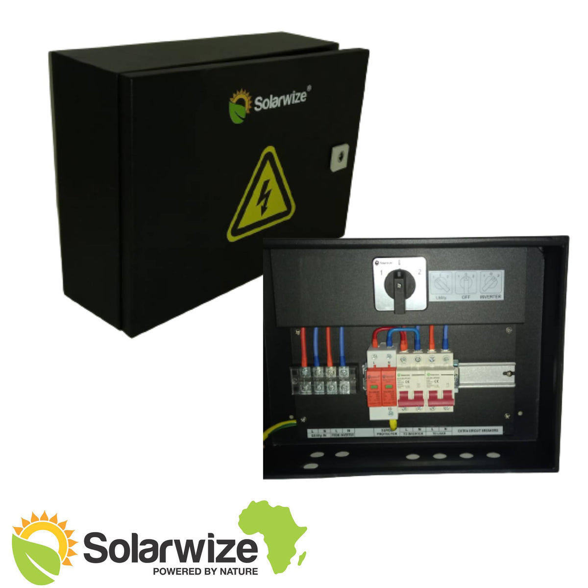 Black metal AC Distribution Box + Surge Protection New Media Technologies